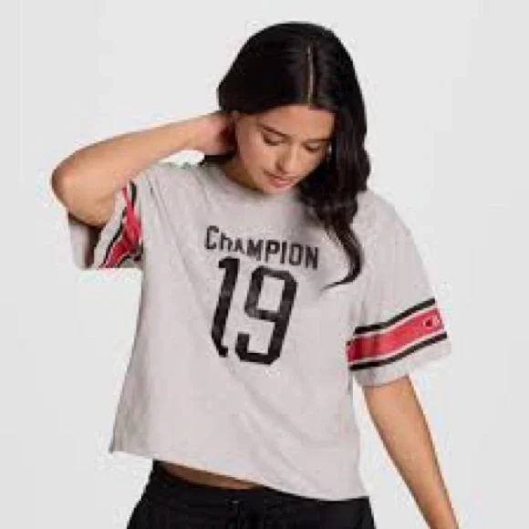 Champion Women's Short Sleeve Cropped T-Shirt - Gray S - Picture 1 of 7